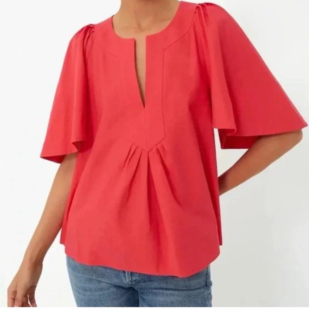 Pomander Place Finley Flutter Sleeve Red Blouse - Picture 2 of 4